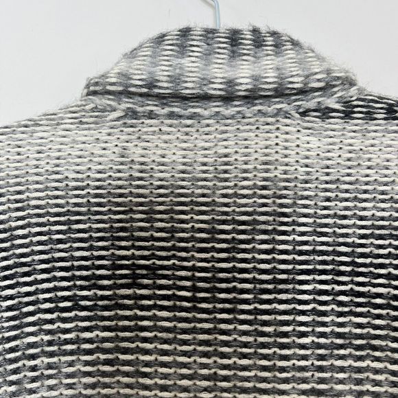 Lucky Brand Sweater Cardigan Black Gray White Lagging Look Wool Blend - Picture 8 of 10